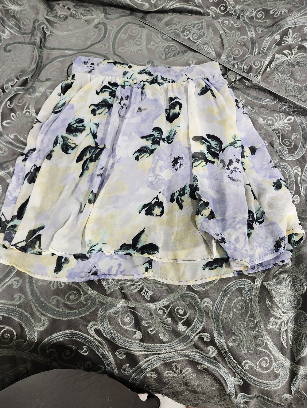 Y2k Maurices Yellow Purple And Black Floral Chiffon Shirt Size S